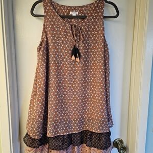 Xhilaration Geometric Print Mini Dress with Tassels